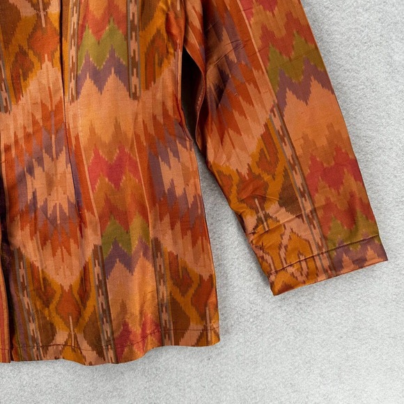 Soft Surroundings Top Womens MEDIUM Aztec Print Tribal Boho Long Sleeve Button - Picture 4 of 14